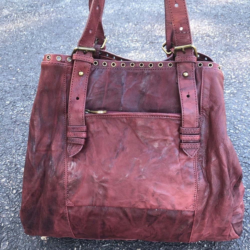 Joelle Hawkens Distressed Leather Burgundy bag
